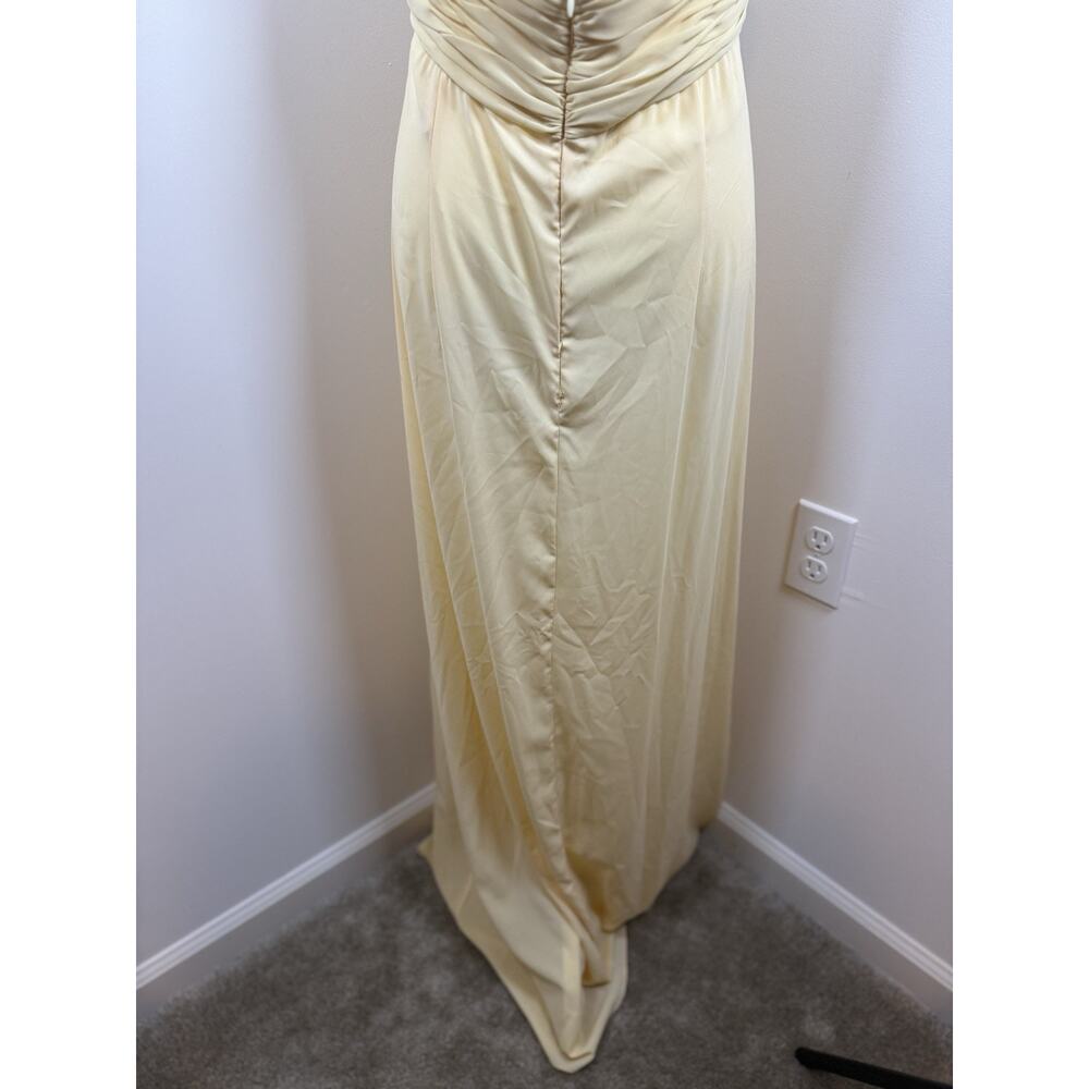 Jovani Women’s Size 12 Butter Yellow Formal Dress Gown Halter Long Classic Prom - Picture 13 of 15